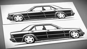 Pegatina Mercedes W201 190E Silhouette Mercedes 190E pegatina silueta negra - Imagen 1 de 24