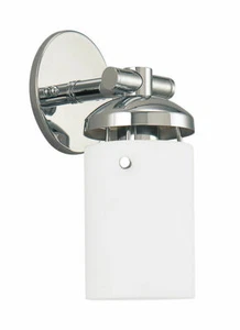 SEA GULL LIGHTING BLISS COLLECTION WALL SCONCE 41044-05 CHROME FINISH OPAL GLASS - Picture 1 of 5