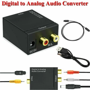 Digital Optical Coaxial to Analog RCA L/R Audio Converter Adapter w/ Fiber Cable - Picture 1 of 10