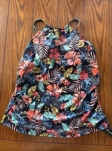 NEW NWT Blue Floral Print Sz XL Beach Pool Shelf Bra Tankini Swim Top TEMPT ME - Picture 1 of 7