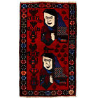 Handmade Oriental Afghan Carpet 144x88cm Queen Red Rug Home Decor AreaRug Y14776