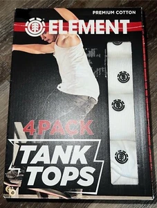 Element ~ Men's 4-Pack Tanks Tops Cotton White Undershirts ~ L - Picture 1 of 3