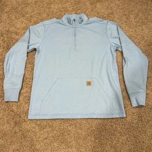 Carhartt Men's Size M Relaxed Fit Light Blue Quarter-Zip Pullover Sweatshirt - Picture 1 of 9