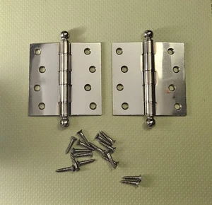 Lote de dos bisagras de bola cromadas vintage de 4 pulgadas nuevas herrajes para puertas de stock antiguo  - Imagen 1 de 5