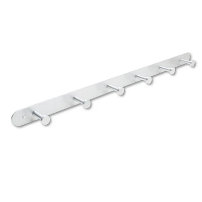 Estante de pared de aluminio satinado con 6 ganchos de gran tamaño para almacenamiento de cocina Foto 1 de 4