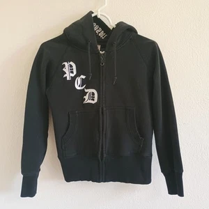 Rare Vintage Y2K Pussy Cat Dolls Loosen Up My Buttons Black Hoodie Zip Size S - Picture 1 of 7