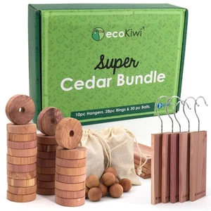 Cedar Blocks for Clothes Storage Super Bundle Box - Cedar Hangers x10, Balls ... - Picture 1 of 7