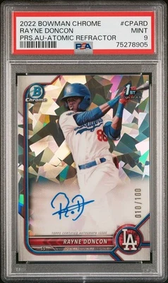 2022 Bowman Chrome RAYNE DONCON PSA 9 Auto Atomic Refractor /100 1st Bowman - Image 1 of 2