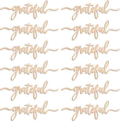 12 PIEZAS Tarjetas de Lugar de Acción de Gracias - Letreros de Madera Agradecidos, Decoración de Mesa de Otoño Foto 1 de 4