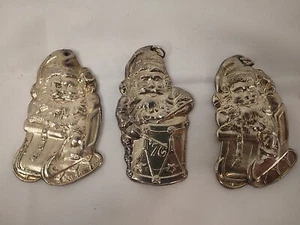 Lot Of 3 Vintage 1975-6 Christmas Ornament International Silver SANTA Holiday  - Picture 1 of 2