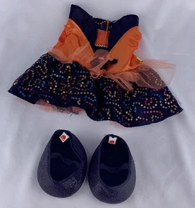 Build A Bear Halloween Dress Orange Black Spider Clothes Sparkle Shoes 2013 - Imagen 1 de 6