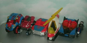Six Super Hero Vehicle Plastic Toys (Spider Man Superman Batman Cpt America) - Picture 1 of 9