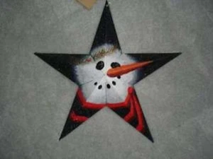 18" Metall Stern mit Schneemann Gesicht Wandhänger - Bild 1 von 1
