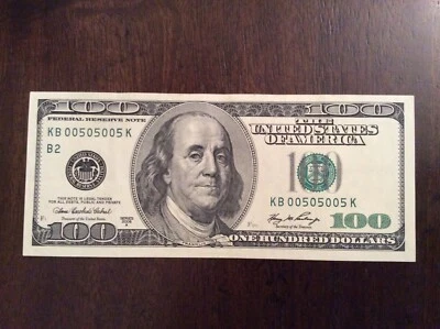 2006 A $100 Dollar Fancy Serial Number KB 00505005 K.  New - Image 1 of 2