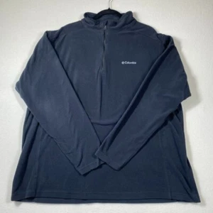 Columbia Fleece Pullover XXL (2XL) Unisex 1/4 Zip Lightweight Black Chest Logo - Picture 1 of 11