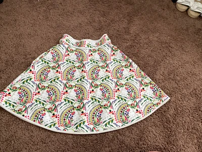 Falda CYNTHIA ROWLEY Blanca Floral Acampanada Línea A Falda Círculo Tejida Buceo Talla 2 Foto 1 de 4