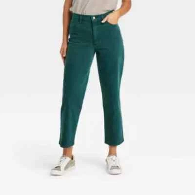 Pantalones de mezclilla recortados rectos de tiro alto Universal Thread para mujer verde azulado talla 8 A1051 Foto 1 de 3