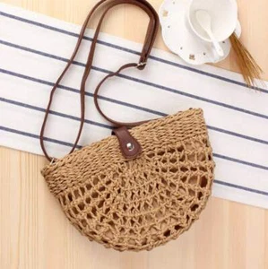 Half Moon Straw Crossbody Bag - Picture 1 of 5