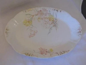 Vintage Dresden Porzellan Blumen Nelken Muster oval Servierplatte Teller - Bild 1 von 7