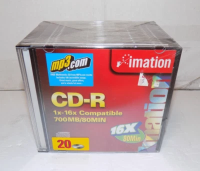 Imation Compact Discs CD-R 1-16x Compatible 20 Pack With Jewel Cases New Sealed - Image 1 of 2