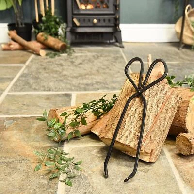 BLACK COUNTRY METAL WORKS Deluxe pinze tronco camino ferro nero - 37 cm
