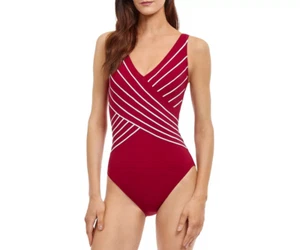 Gottex Womens Embrace Crossover One Piece Swimsuit Red Size 16 New - Picture 1 of 4