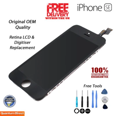 iPhone 5S, SE 2016 Original Retina LCD Digitalizador Pantalla Táctil Conjunto - NEGRO Foto 1 de 3