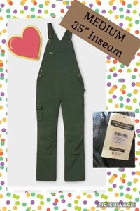 NEW WOMENS DULUTH HEIRLOOM GARDENING BIB OVERALLS MTN GREEN MEDIUM 35” INSEAM - Picture 1 of 2