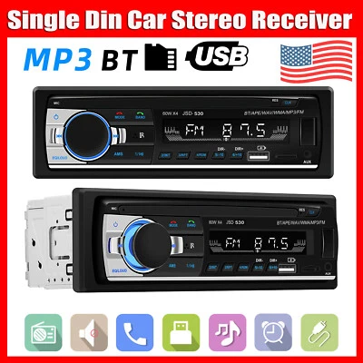 Bluetooth Car Stereo Audio In-Dash FM Aux Input Receiver SD USB MP3 Radio Player - Image 1 of 4