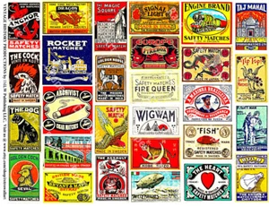 Match Book Covers, Safety Matchbox Label Reproduction Art Tags, 1 Sticker Sheet - Picture 1 of 1