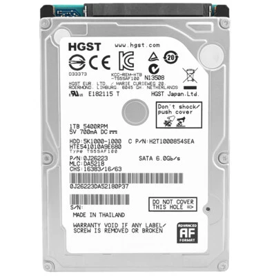 Festplatte HGST 1TB HTE541010A9E680 8Mb Cache 5400Rpm Sata III 2,5" Zoll - Bild 1 von 4
