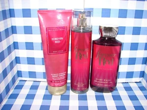 Bath & Body Works FOREVER RED Body Cream Shower Gel Fragrance Mist Lot of 3 - Picture 1 of 1