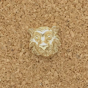 TIGER HEAD yellow gold-plated tie tack - detailed 5/8" big cat hat or lapel pin - Picture 1 of 6