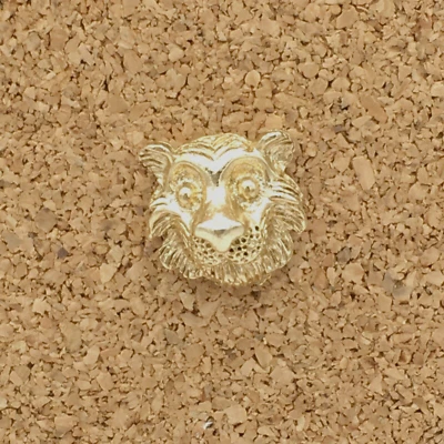 TIGER HEAD yellow gold-plated tie tack - detailed 5/8" big cat hat or lapel pin - Image 1 of 4