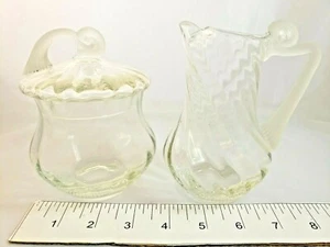 Lalique Creamer and Sugar Bowl Set Glass or Crystal Partially Frosted - Picture 1 of 8