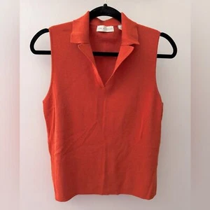 Vintage Retro Resortwear Y2K LORD & TAYLOR Orange Sleeveless Polo Sweater Tank L - Picture 1 of 3