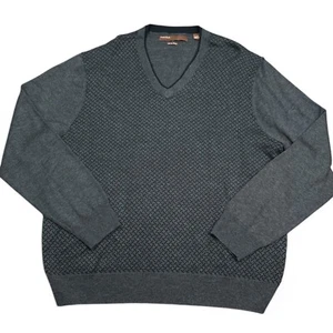 Perry Ellis Merino Wool Blend Sweater Mens Size XL Gray V Neck Knit Pullover - Picture 1 of 11