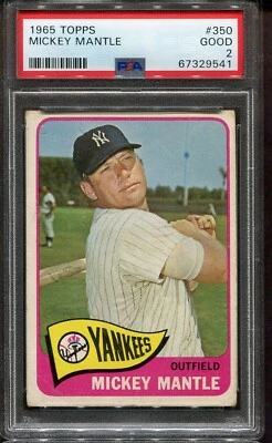 1965 Topps #350 Mickey Mantle PSA 2 HOF New York Yankees - Image 1 of 2