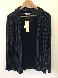 Vintage Coldwater Creek Blue Polka Dot Stretchy Open Jacket Blazer S USA Made - Picture 1 of 6