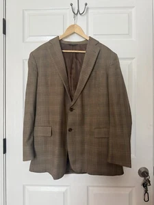 Brooks Brothers Blazer 44R hellbraun kariert/Fensterscheibe Wolle Sport Mantel - Bild 1 von 6