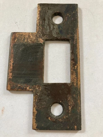 OLD 3 1/4" ARTS CRAFT CRAFTSMAN MORTISE LOCK BRASS DOOR JAMB STRIKE PLATE CATCH Cover