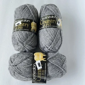 Lote de 3 madejas gris australiano Cleckheaton Country Yarn 8 capas 100 % lana pura - Imagen 1 de 9