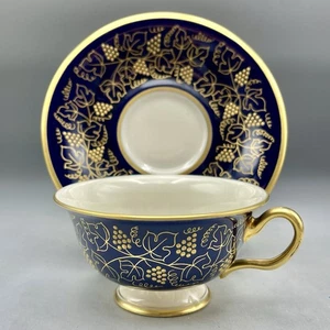 Castleton Studios Caveaux Teetasse und Untertasse Kobalt Gold verkrustet handbemalt - Bild 1 von 8