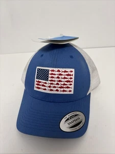 Columbia - PFG Fish Flag Mesh Cap Hat Blue/ White USA Unisex O/S New - See Image - Picture 1 of 10