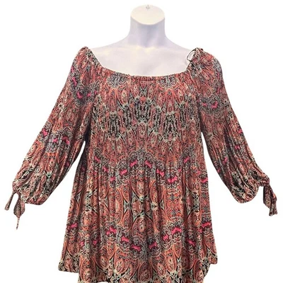 Rose + Olive Womens Tunic Size 3X Boho Hipster Indie Oversized Whimsy Accordion - Image 1 of 4