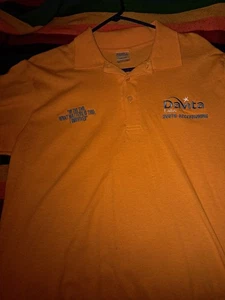 DAVITA LABS YELLOW WITH BLUE LOGO POLO SHIRT PORT COMPANY  SIZE MEDIUM  - Picture 1 of 4