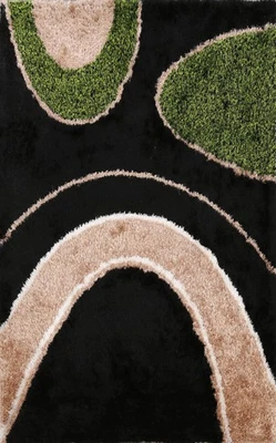 Black Shaggy Area Rug 6x9 Hand-tufted Plush Modern Style Carpet for Any Room - Image 1 of 4