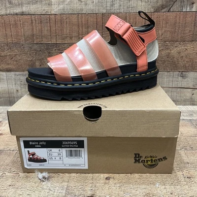 SANDALIA MUJER DR. MARTENS BLAIRE JELLY CORAL BRILLO TPU CORAL PISA Talla 8 NUEVA Foto 1 de 4