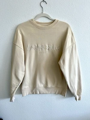 Anine Bing 运动 Evan 卫衣 象牙色 奶油 刺绣 标志 尺寸 S 运动休闲 — 第 1/4 张图片