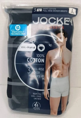 Juego de 3 calzoncillos boxer de tiro completo 100 % algodón para hombre Jockey Classics 9977 negros L Foto 1 de 3